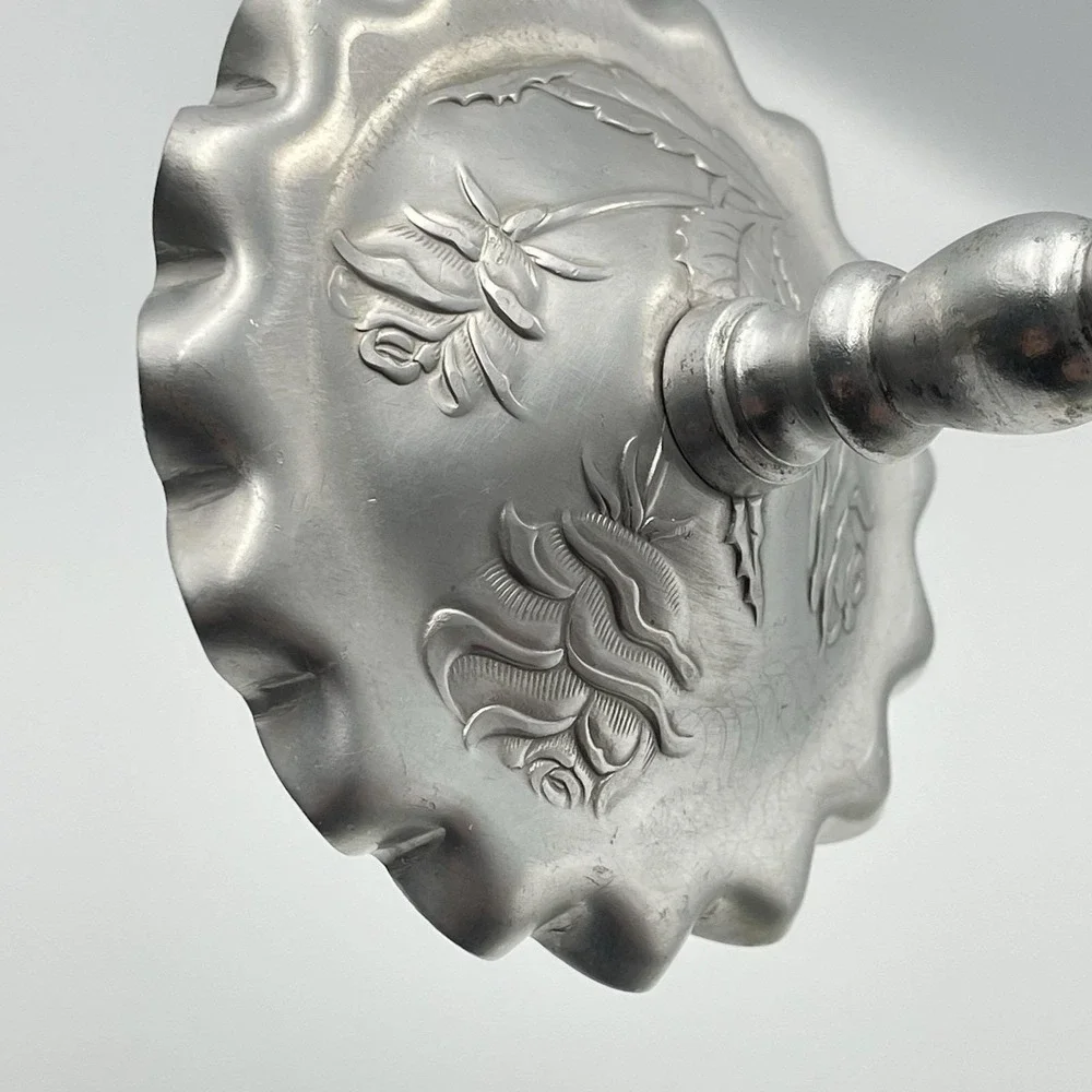 Vintage‎ Aluminum Rose Compote Pedestal Candy Dish 7